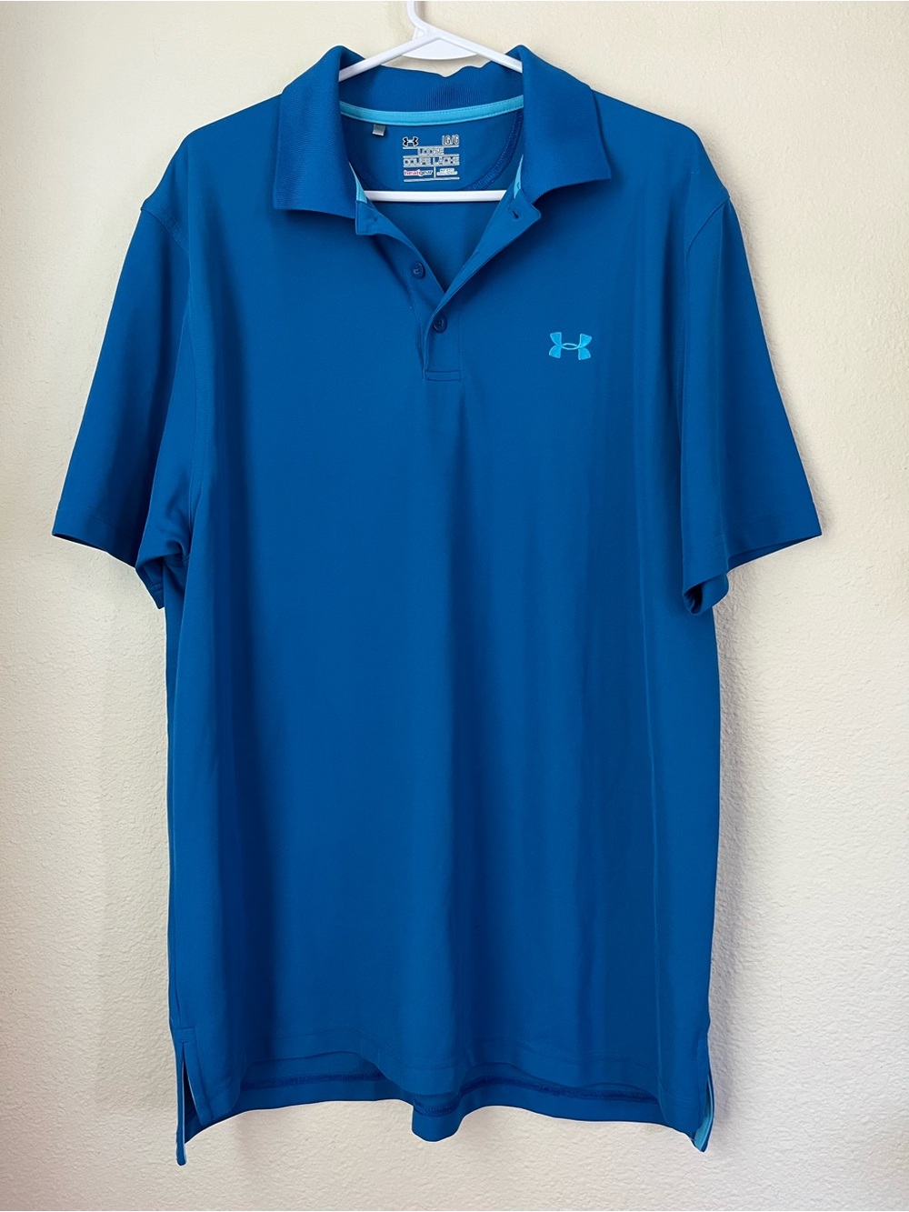 Under Armour Polo Men’s L Blue Performance Golf Shirt HeatGear Athletic
